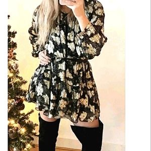 Zara Voluminous Metallic Print dress bloggers favorite